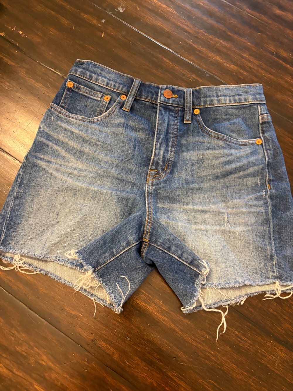 Madewell Distressed Blue Denim high rise Cutoff Shorts size 26